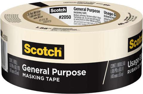 Scotch General Purpose Masking Tape, 2 Inch Wide, 1 Roll, 2050