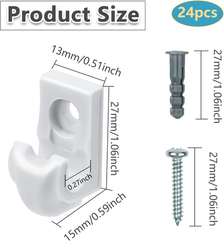 24 Pack Wire Shelf Clips, White Down Wall Clips for Closet Shelves