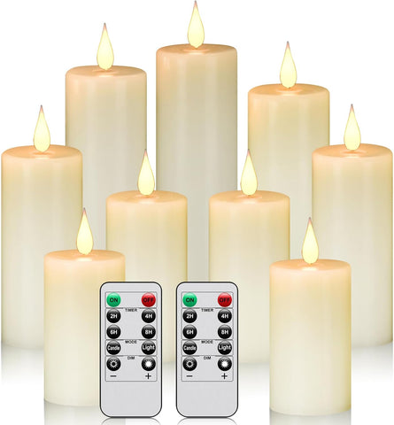 Flameless Battery Operated LED Candles 3D Wick 24-Hour Remote Control Timer