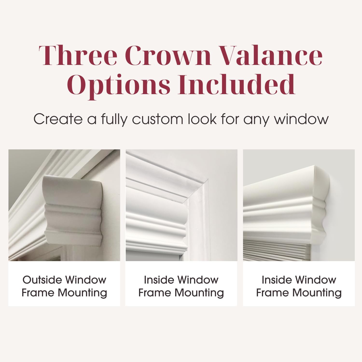 ARLO BLINDS 2" Faux Wood Blinds with Crown Valance 21" W x 73" H, White