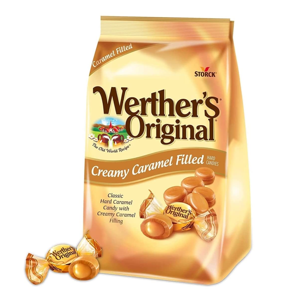 Werther's Original Caramel Hard Candies with Caramel Filling - Individually Wrapped Hard Candies for Halloween, Parties, or Snacks - 27 oz Bag (Pack of 1)