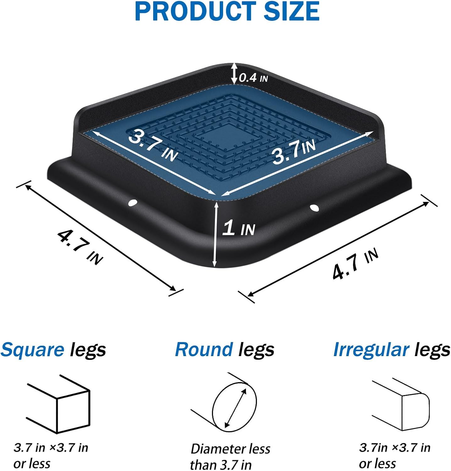 ANNKUT Bed Risers 1 Inch Heavy Duty, Furniture Risers for Bed Desk Table Sofa Couch,Oversized Bed Lifts Risers,Support up to 5000 Lbs(4 Pack Black)