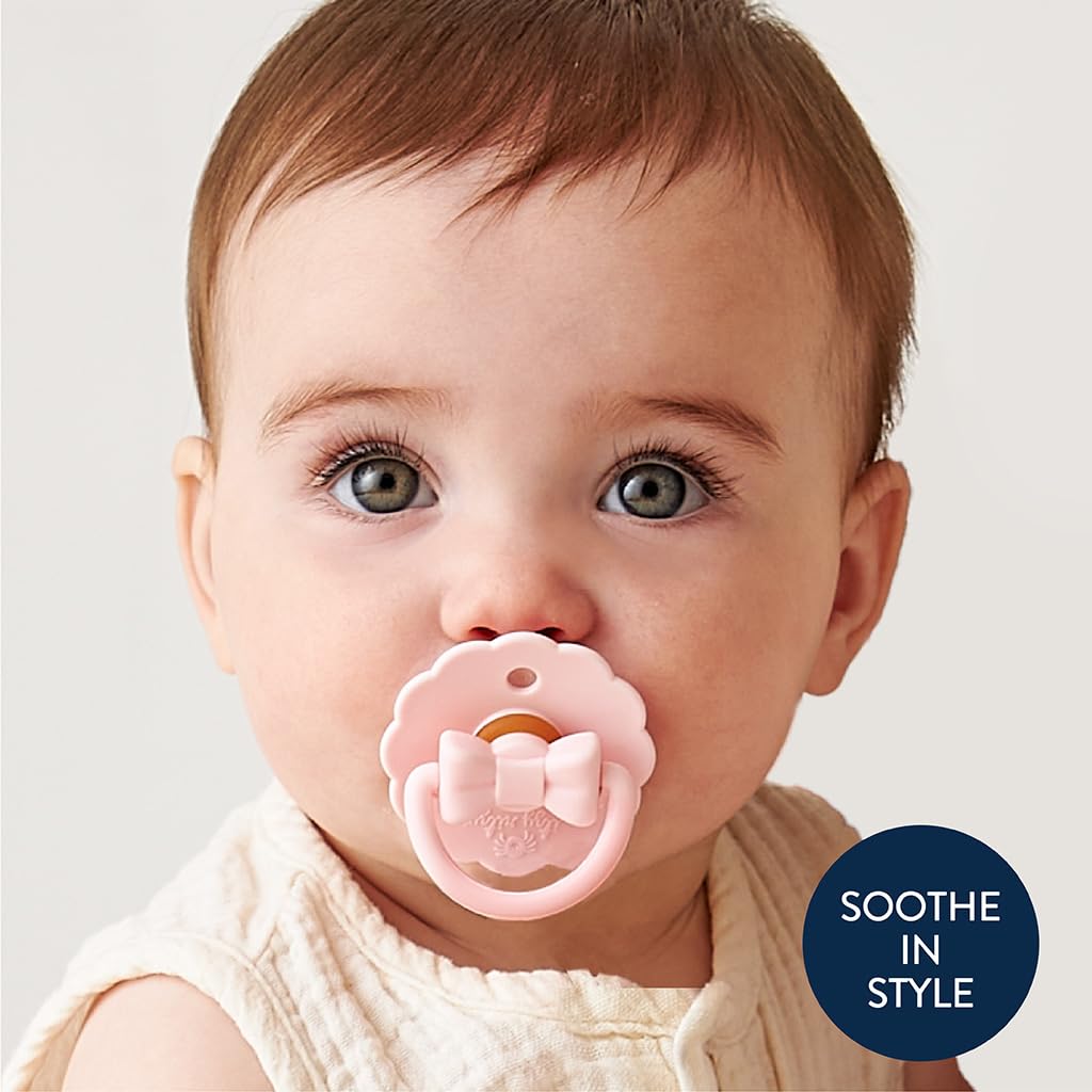 Itzy Ritzy Natural Rubber Pacifiers Set of 2, 6-18 Months (Pink Bows)