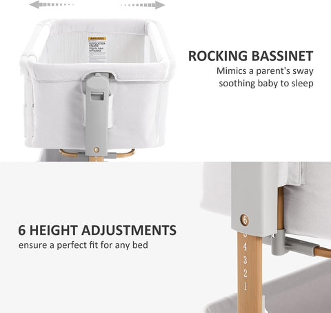 3-in-1 Baby Bassinet, Bedside Sleeper & Rocking Bassinet for Newborn