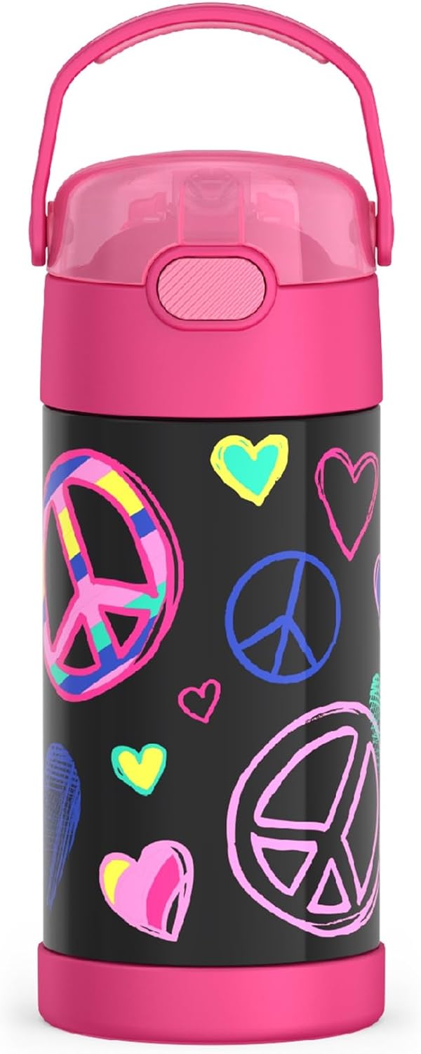 THERMOS FUNTAINER Water Bottle with Straw, 12oz, Peace