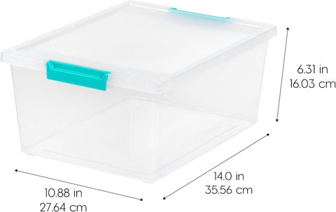 IRIS USA Storage Bins with Lids |Made in USA| 12 Qt - (4-Pack) - Clear