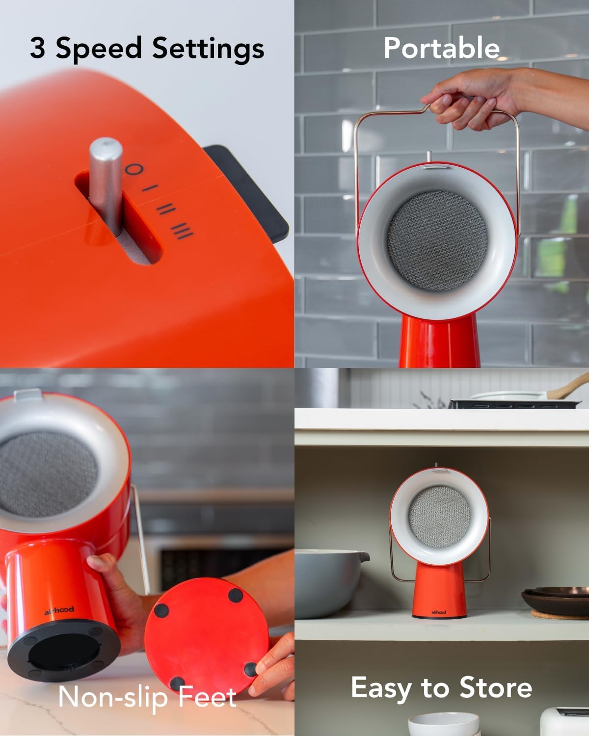 AirHood Wireless Range Hood Portable Kitchen Exhaust Fan, Cadmium Orange