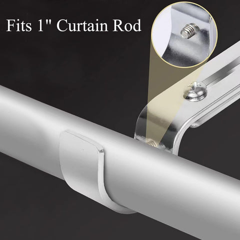 Curtain Rod Brackets for Adjustable, 6 Pack Premium Rod Bracket for Walls, Curtain Rod Holder, Drapery Rod Holders Hardware Window Curtain Rod Support Hanger for 1 Inch Rod (Black-6Pack)