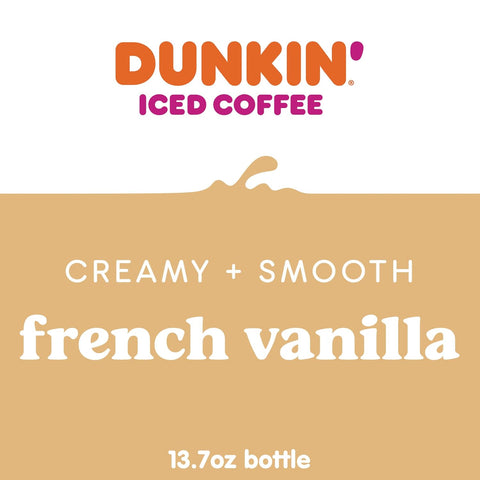 Dunkin' French Vanilla Iced Coffee Bottles, 13.7 fl oz, 12 Pack
