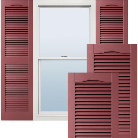 Ekena Millwork Lifetime Vinyl LL1S14X05500WN Standard Cathedral Top Center Mullion, Open Louver Vinyl Shutters, w/Installation Shutter-Lok's & Matching Screws (Per Pair), 14.5""W x 55""H, Wineberry