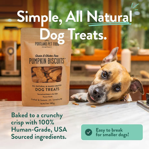 Portland Pet Food Pumpkin Dog Treats, Healthy, Grain-Free Biscuits 3 Pack