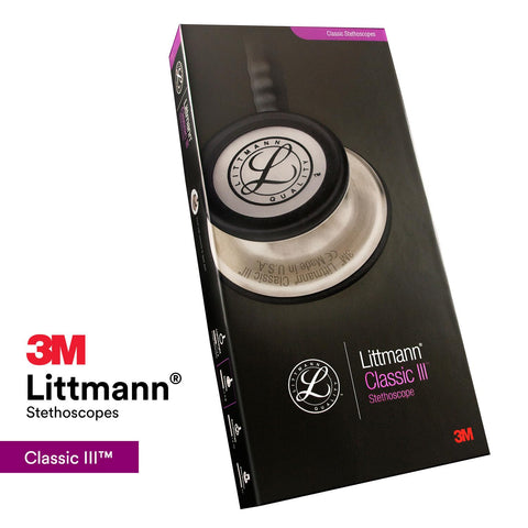 3M Littmann Classic III Monitoring Stethoscope, 5803, More Than 2X as Loud* and Weighs Less**, Stainless Steel Black-Finish Chestpiece, 27" Black Tube, Stem and Headset