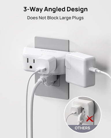 TROND Outlet Extender Surge Protector, Multi Plug Wall Outlet, White