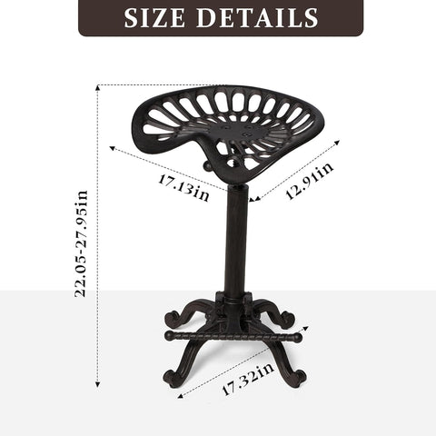 Rustic Industrial Farmhouse Tractor Seat Counter Height Adjustable Bar Stool Cast Iron Swivel Stool Industrial bar Chair (Rust, Cast Iron)