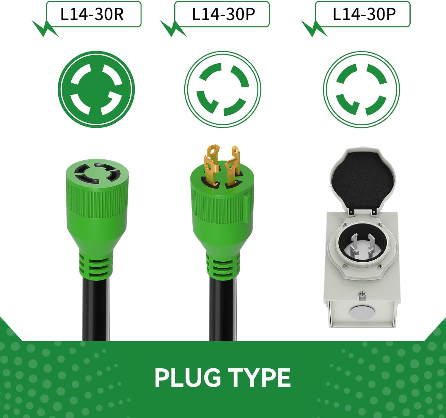30 Amp Generator Cord 25FT and Pre-Drilled Power Inlet Box