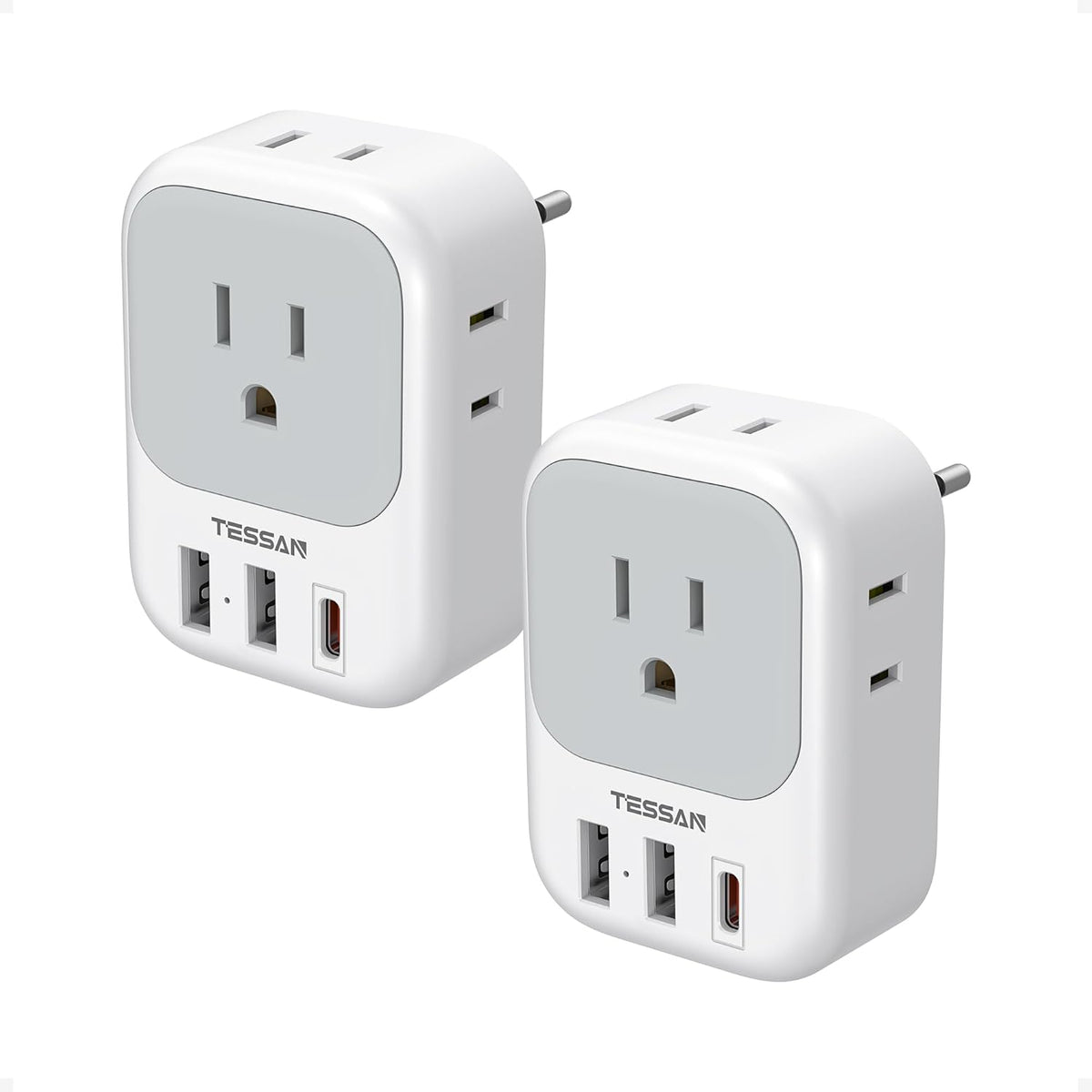 TESSAN European Travel Plug Adapter 2 Pack, Type C Plug