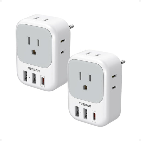 TESSAN European Travel Plug Adapter 2 Pack, Type C Plug