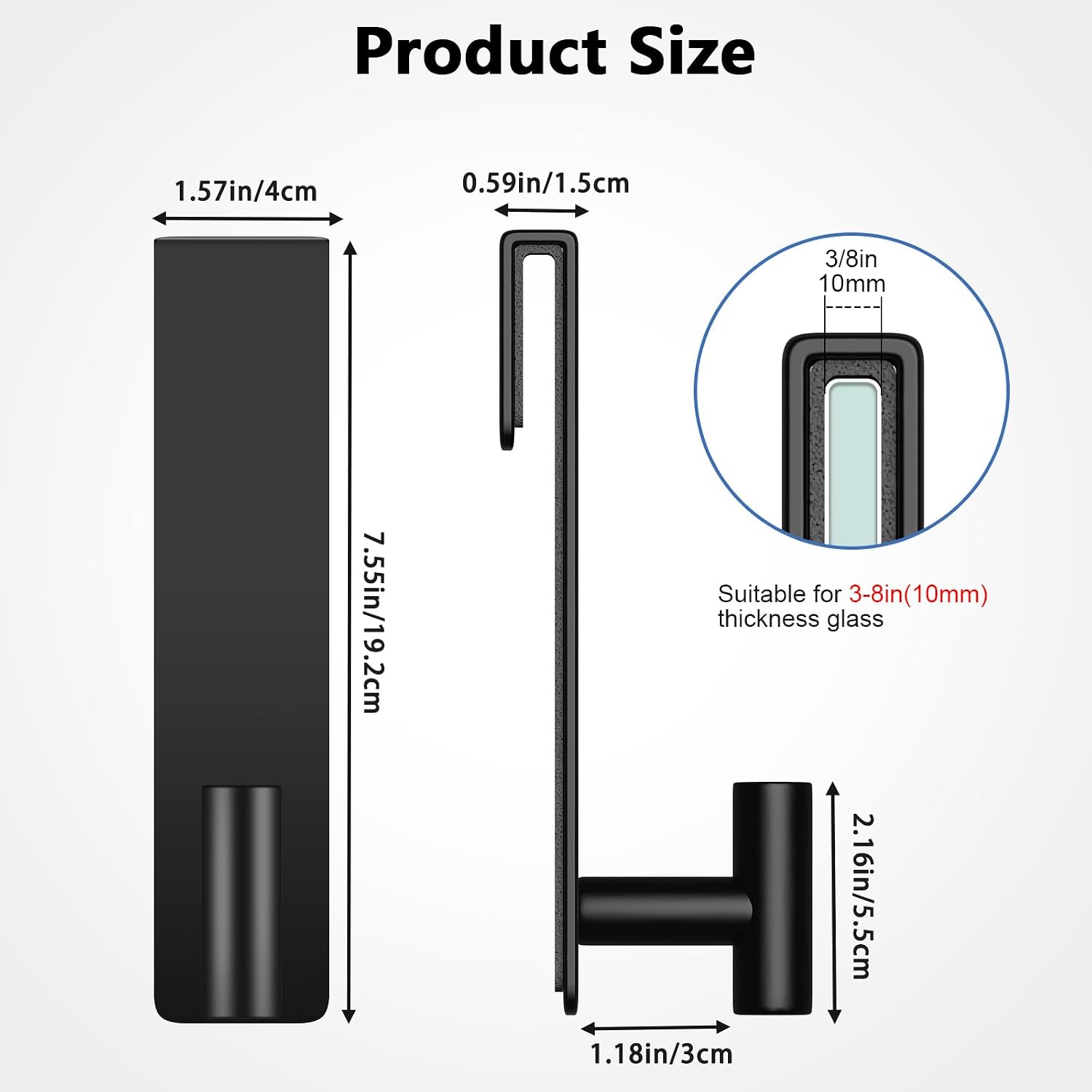HUFEEOH Black 2-Pack T-Shape 7.5-Inch Shower Door Towel Hooks
