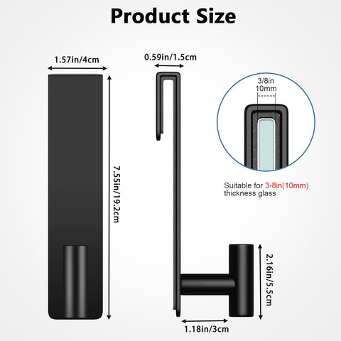 HUFEEOH Black 2-Pack T-Shape 7.5-Inch Shower Door Towel Hooks