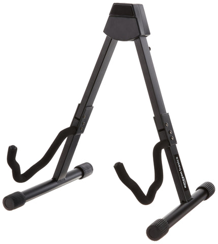 Amazon Basics Adjustable Guitar Folding A-Shape Frame Stand for Acoustic and Electric Guitars with Non-Slip Rubber and Soft Foam Arms, Fully Assembled, Black