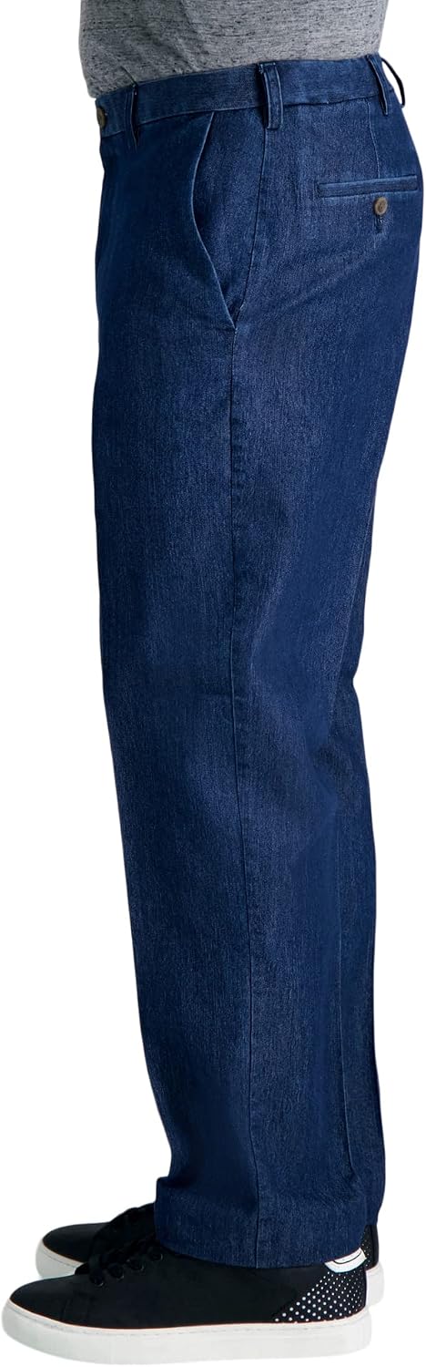 Haggar Men's Work To Weekend No Iron Denim Flat Front & Pleat Pant - Regular and Big & Tall Sizes