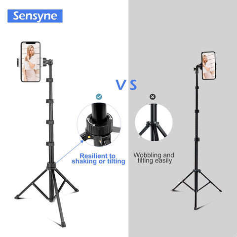 Sensyne 67" Phone-Tripod, Extendable Cell Phone Tripod Stand & Selfie Stick with Wireless Remote and Phone Holder, Compatible with iPhone Android Phone, Camera