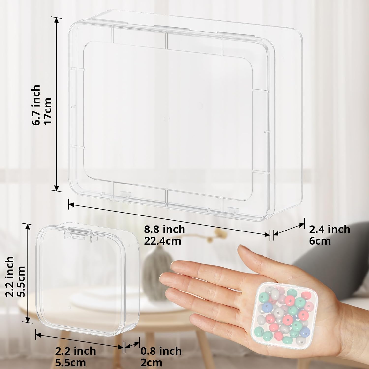Mathtoxyz Bead Organizer Box, 62Pcs Small Organizers and Storage Plastic Cases, Mini Clear Storage Containers With Hinged Lid, Rectangle for Bracelet Making, DIY Jewelry Craft, Nail