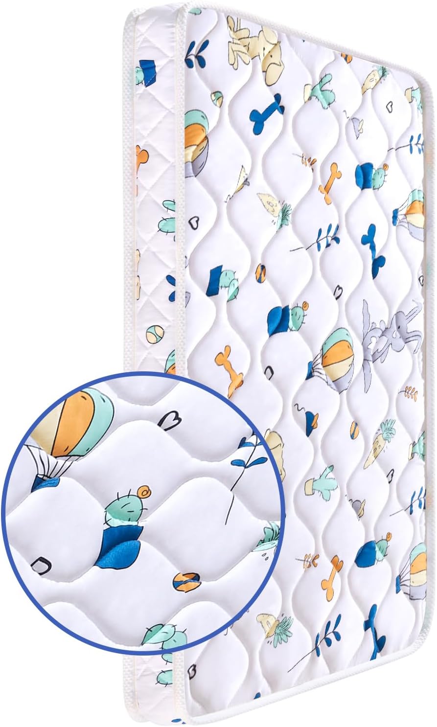 Mini Crib Mattress 38" x 24" x 4"- Firm Support and Comfort Premium Foam,Noiseless and Odorless,Hypoallergenic Mini Crib Mattress,Fits Mini and Portable Cribs,Dual Sided with Soft Breathable Fabric