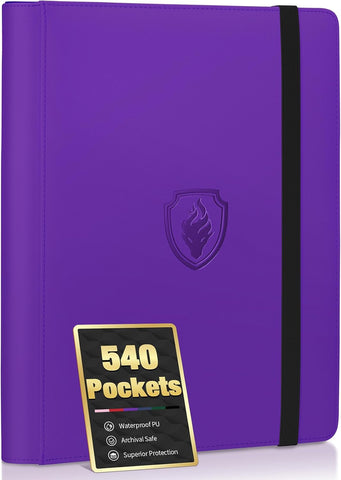 Premium 9 Pocket Card Binder for 540 Cards, Fabmaker PU Trading Card Binder
