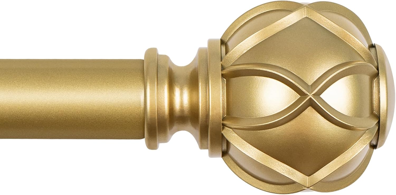 KAMANINA Gold Curtain Rod 72 to 144 Inch, Adjustable Single Drapery Rods