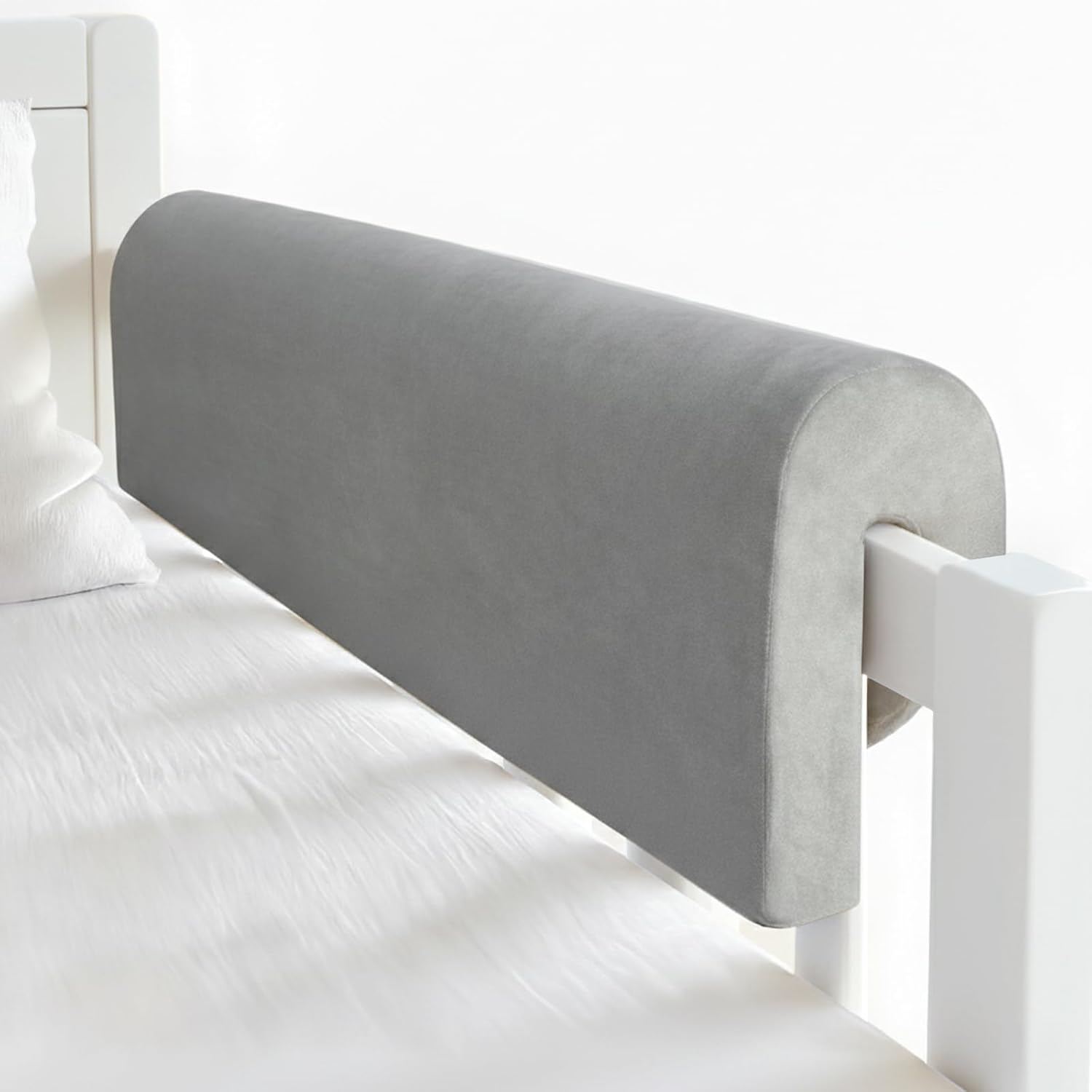 Toddlers' Bed Rail Bumpers Protector, Children's Bed Guardrail Padding, Soft Cushioned Barrier, Increased Height, Easy to Install, Washable Cover, Fits Floor, Bunk & Loft, 3 Ft, Gray, 1Pack