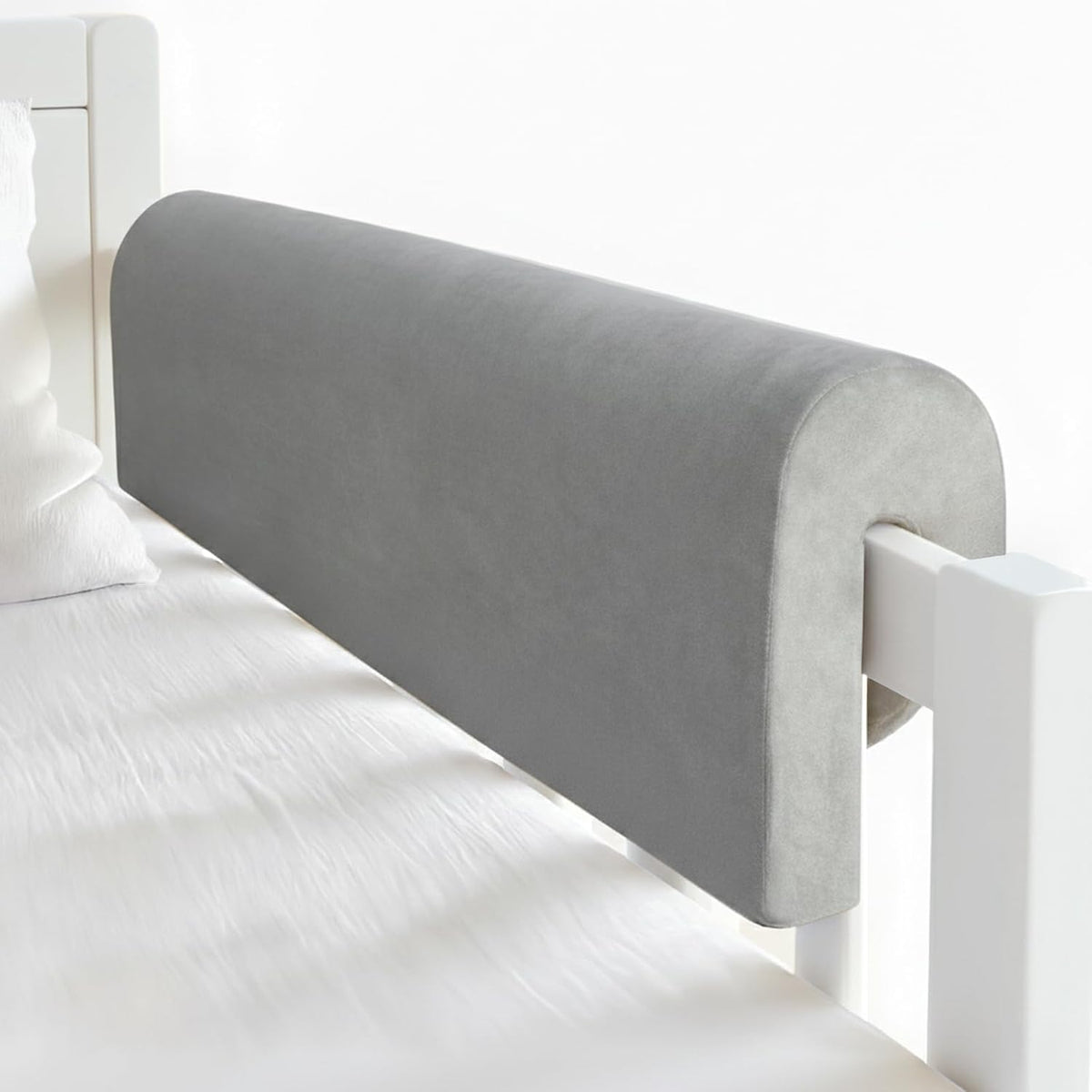 Toddlers' Bed Rail Bumpers Protector, Children's Bed Guardrail Padding, Soft Cushioned Barrier, Increased Height, Easy to Install, Washable Cover, Fits Floor, Bunk & Loft, 3 Ft, Gray, 1Pack