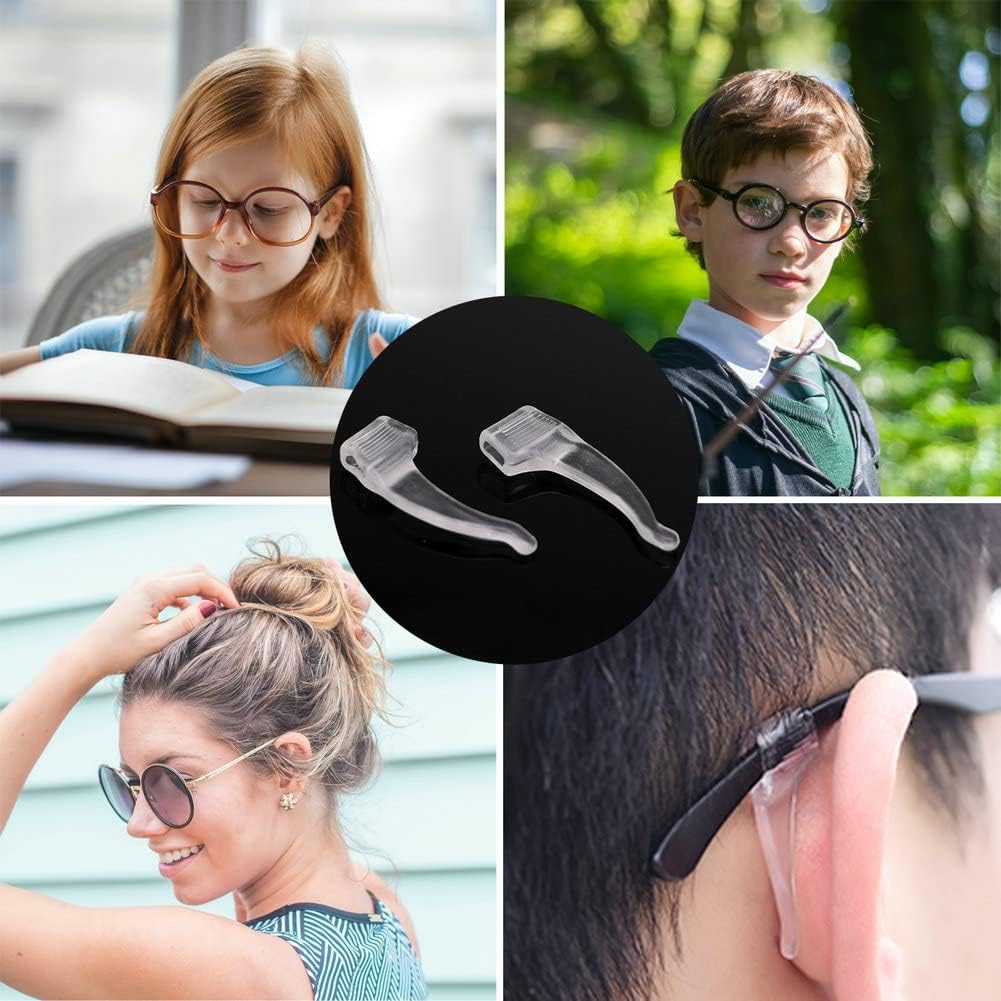 20 Pairs Glasses Anti-slip Silicone Ear Clip - Soft Comfortable Anti-slip Holder, Eye Glasses Ear Grippers Silicone Ear Hook, Eye Glass Temple Tips Sleeve Retainer for Reading Glasses (clear white)