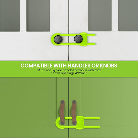 Jetec 10 Pack Baby Proof Cabinet Locks Adjustable U Shaped,Green