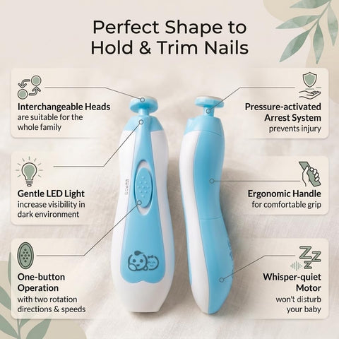 Royal Angels Upgraded 21 in 1 Baby Nail Trimmer with Labeled Case, 13 Extra Replacement Pads, Safe Electric Baby Nail File Kit for Newborns & Toddlers, Whisper Quiet Nail Clipper with LED Light (Blue)
