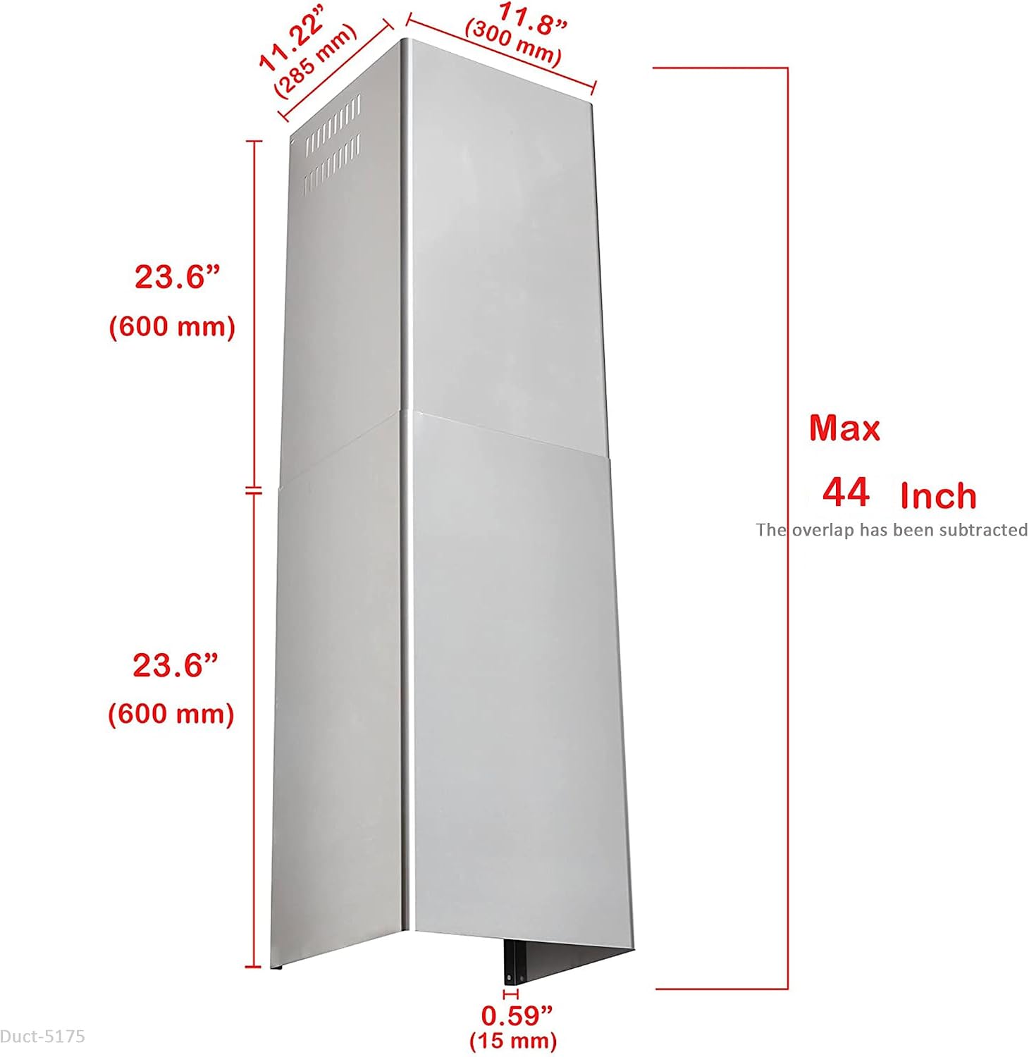 Extension Wall Mount Range Hood Stainless Steel Exhaust Duct Chimney Cover Up to 9 ft. Ceiling