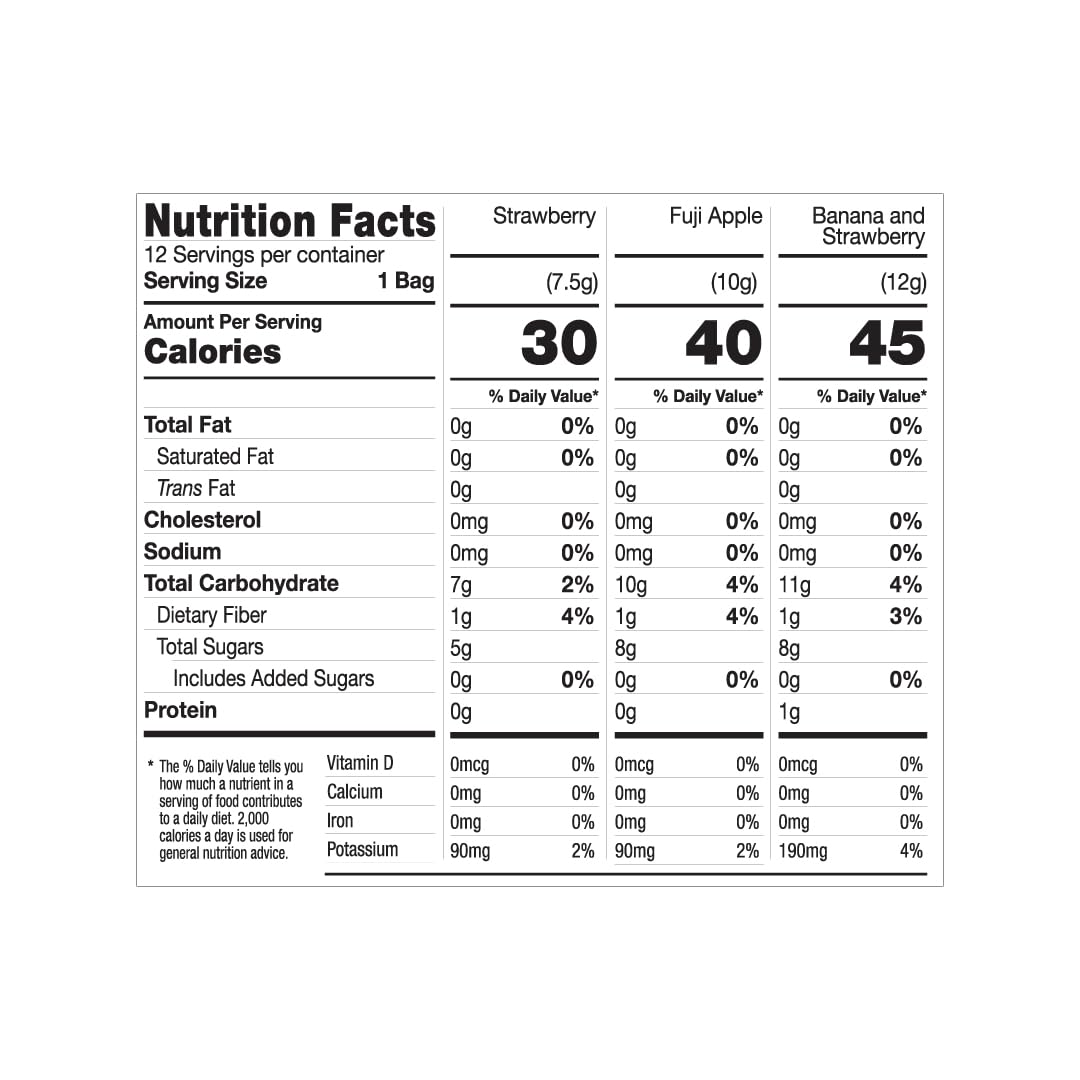 Brothers All Natural Freeze Dried Fruit Crisps, Variety Pack, 24 Single Serve Bags, Fuji Apple, Strawberry, Strawberry and Banana, Made with 100% Fruit, Gluten Free, Soy Free, Vegan, Healthy Snack | Packaging May Vary