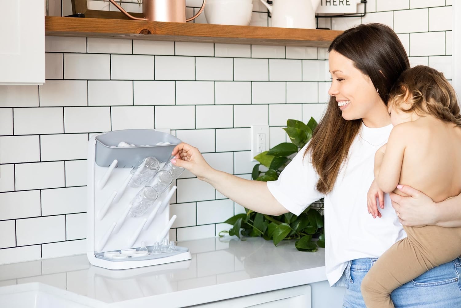 Ubbi Vertical Baby Bottle Drying Rack, Space Saving Countertop Bottle Dryer
