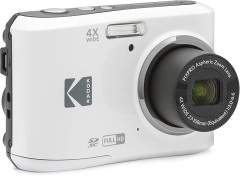 KODAK PIXPRO FZ45 16MP Compact Digital Camera, 4X Optical Zoom, AA, White