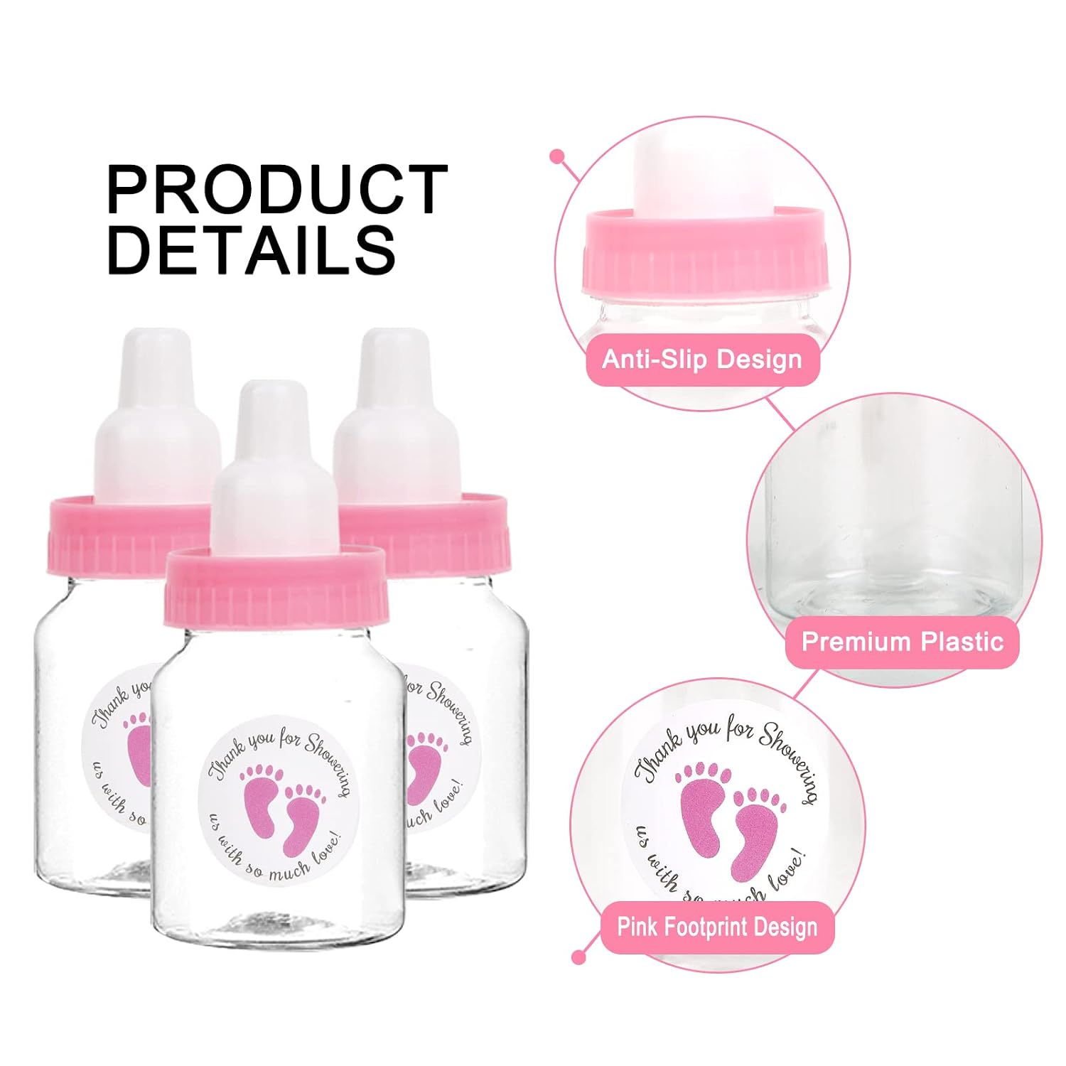 72 Mini Milk Bottles Favors - White Plastic Bottles for Baby Boy Shower Party Games & Decorations