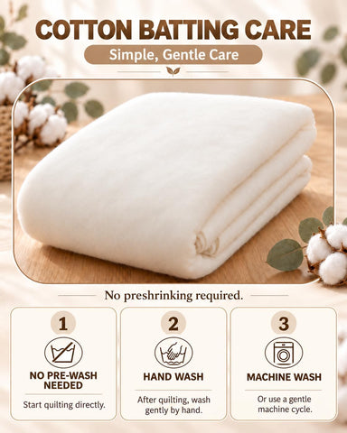 PLANTIONAL 71" x 79" Natural Cotton Batting for Quilting, 200g/m²