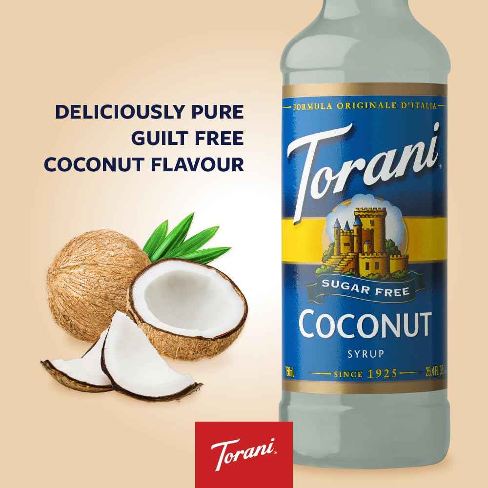 Torani Sugar Free Coconut Flavored Drink Syrup, 25.4 fl oz (Pack of 4)