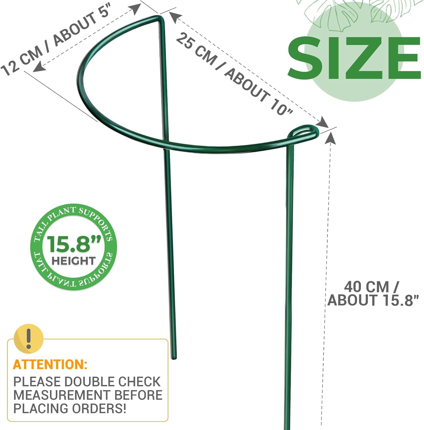 LEOBRO Plant Support Plant Stakes, 12pcs Peony Cages and Supports, Metal Garden Stakes Plant Supports, Plant Support Stakes, for Peony, Tomato, Hydrangea, Indoor Outdoor Plants, 10" W x 15.8" H