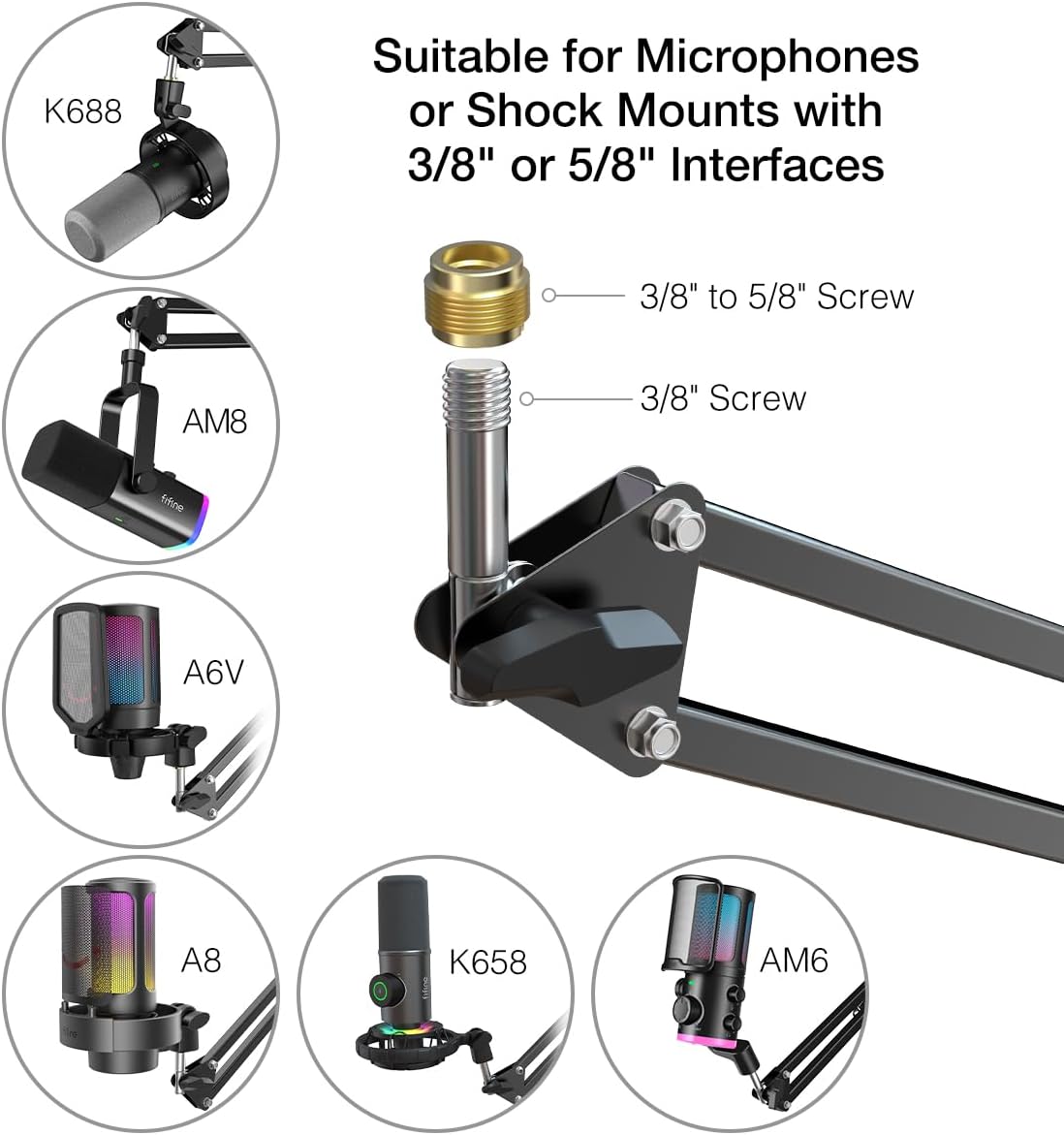 FIFINE CS1 Scissor Microphone Boom Arm Stand for Gaming Recording