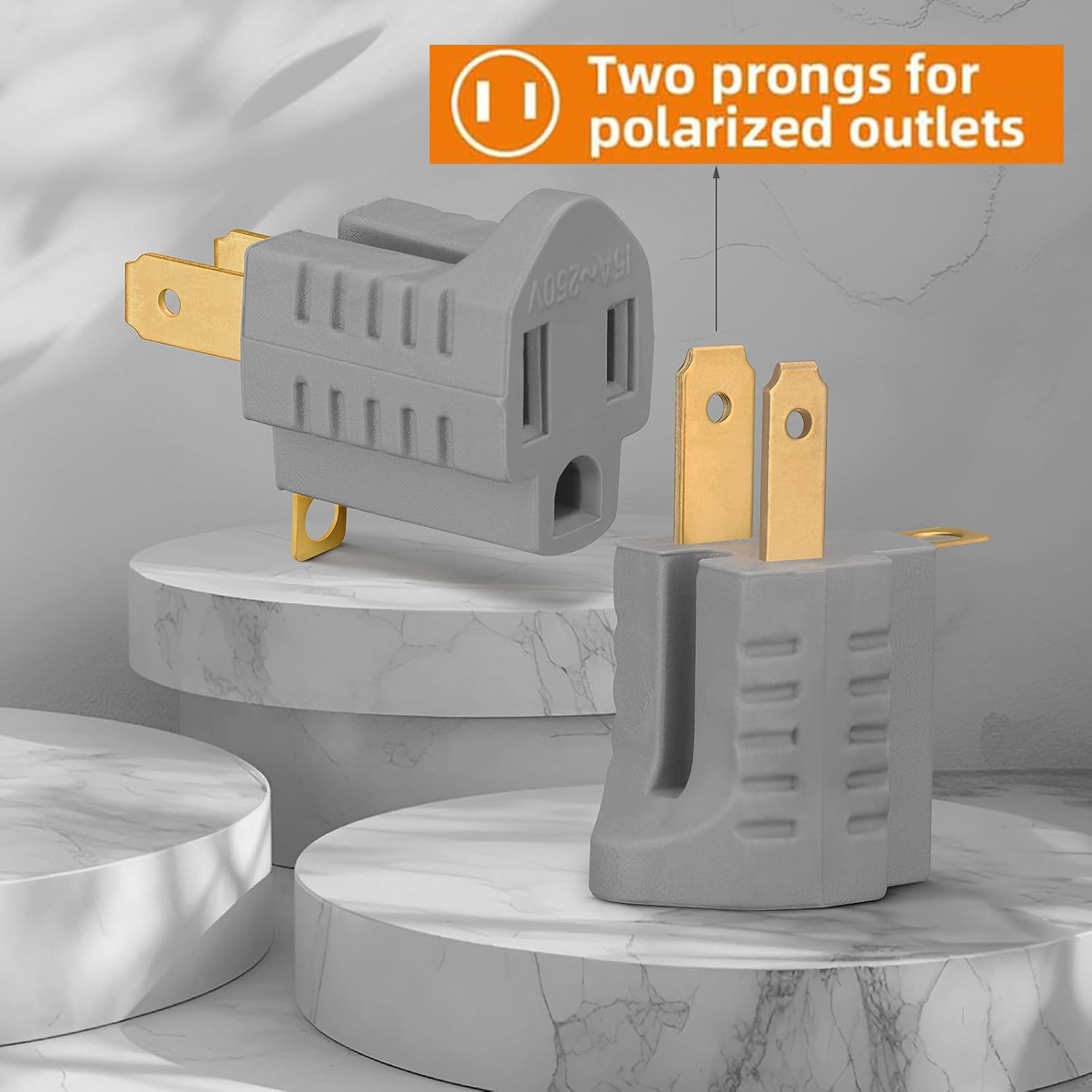 3 Prong to 2 Prong Adapter, Polarized Grounding Converter Adapter, 3Pack