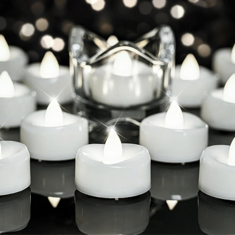 merrynights LED Candles, Tea Lights Candle Battery Operated, 50-Pack 200+Hours Flameless Tealight Candle, Realistic Tea Lights for Halloween Christmas Wedding, Pure White Light