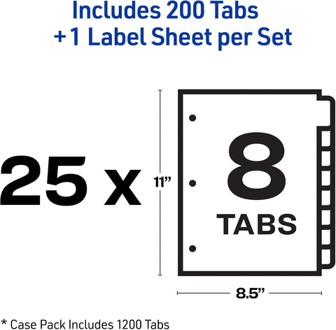 Avery Index Maker Clear Label Dividers, 8-Tab, White, 25 Sets
