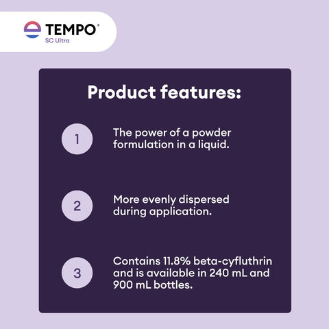 Tempo SC Ultra Insecticide Concentrate 240 ml | Fast-Acting Residual Pest Control | Liquid Indoor/Outdoor Bug Killer | Broad-Spectrum Control for Ants, Spiders, and Other Crawling Insects.