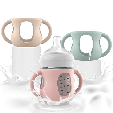 3PC Silicone Sleeves with Handles for Philips Avent Glass Baby Bottles 4 oz