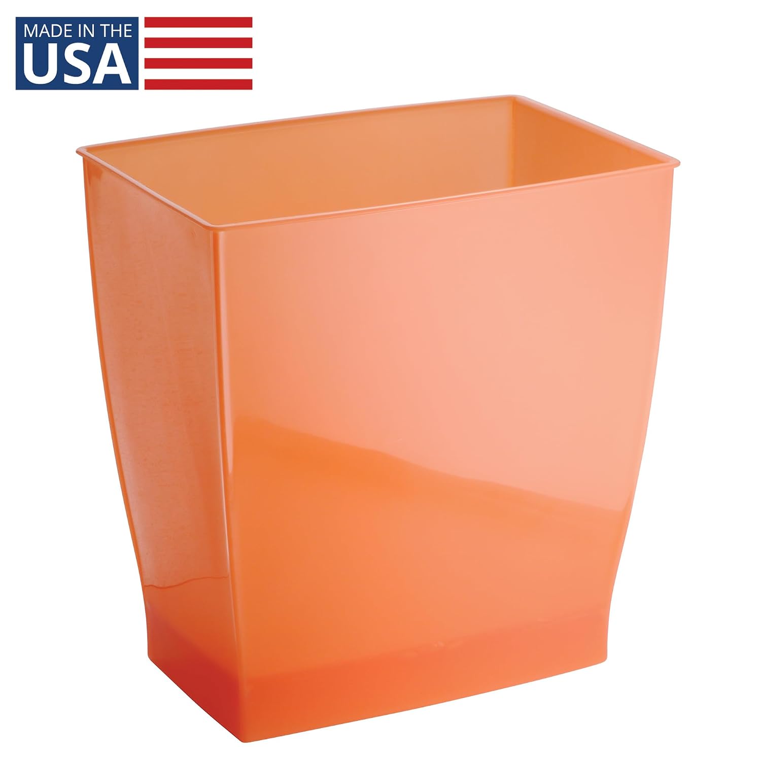 iDesign Small Plastic Bathroom Trash Can, Orange